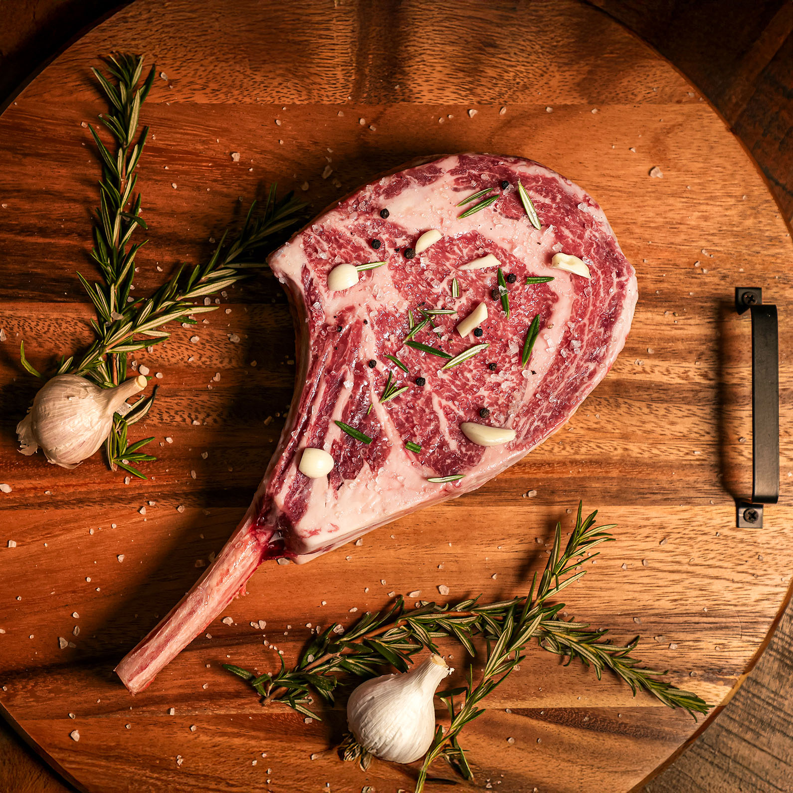 Tomahawk Steak Akaushi Wagyu prime rib from Hook and Cleaver